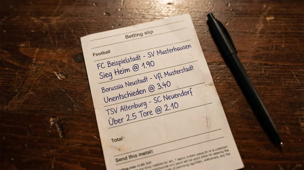 Kombi-Wettschein mit mehreren Tipps aus der 2. Bundesliga und multiplizierter Gesamtquote