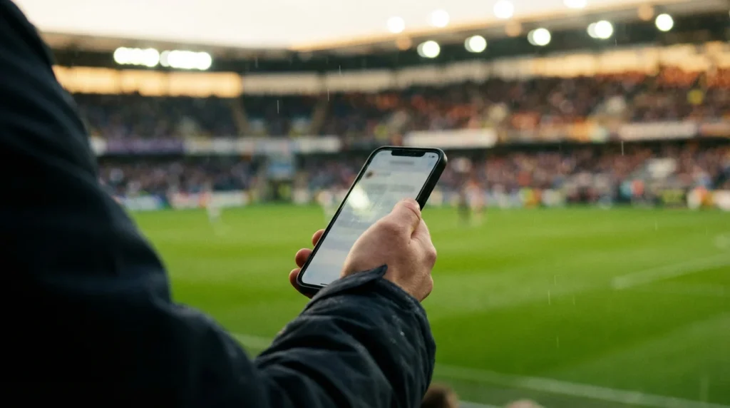 Smartphone mit Wetten-App und Live-Quoten zu einem Spiel der 2. Bundesliga